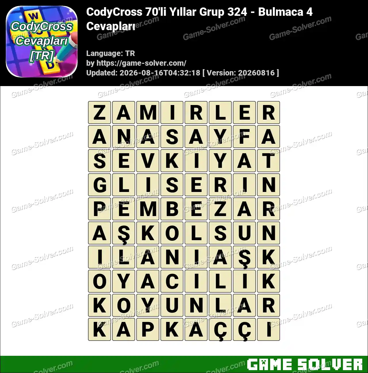 CodyCross 70’li Yıllar Grup 324 – Bulmaca 4 Cevapları